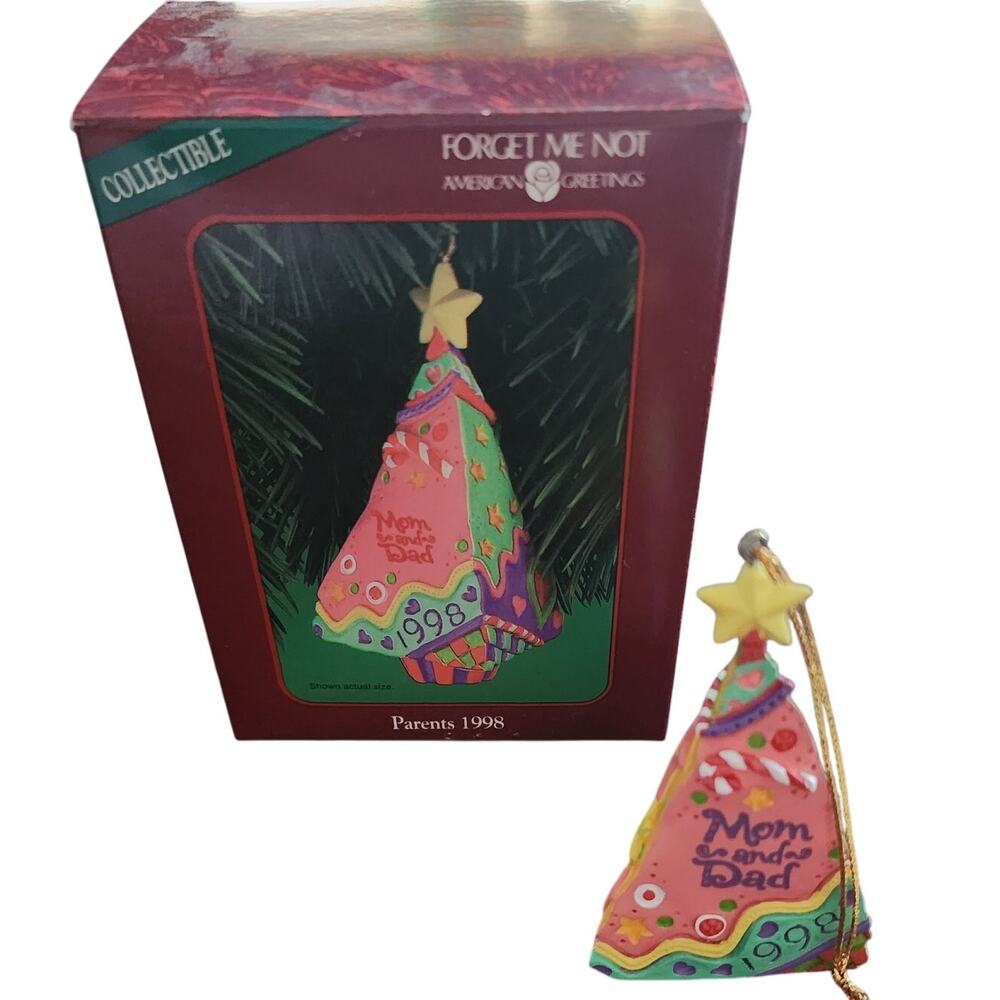 1998 American Greetings Forget Me Not Christmas Parents Ornament